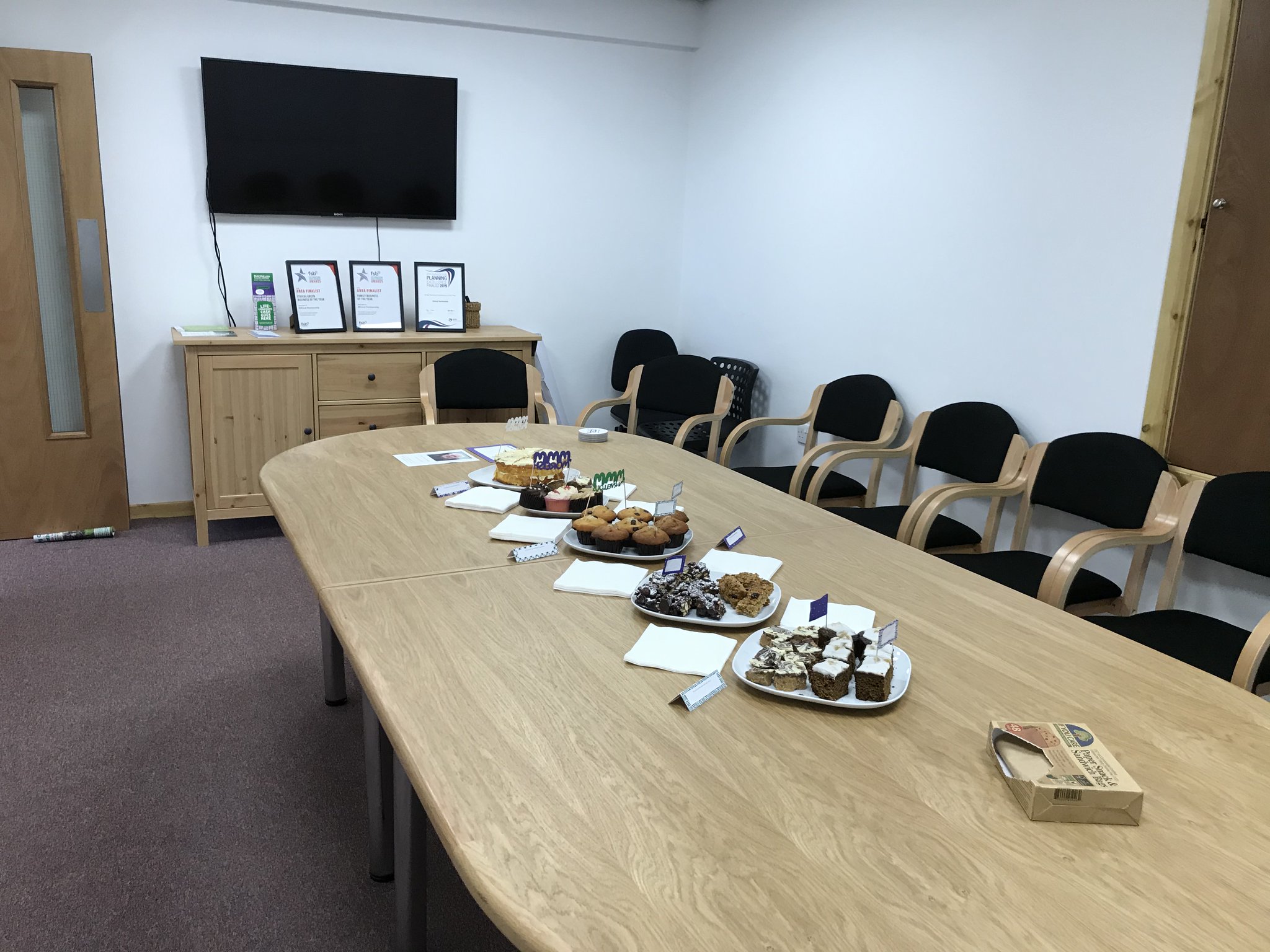 our conference table full of tasty treats