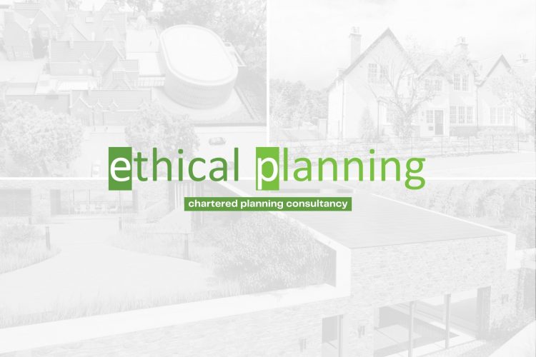 the name ethical planning is at the forefront of the image, with build houses in the background