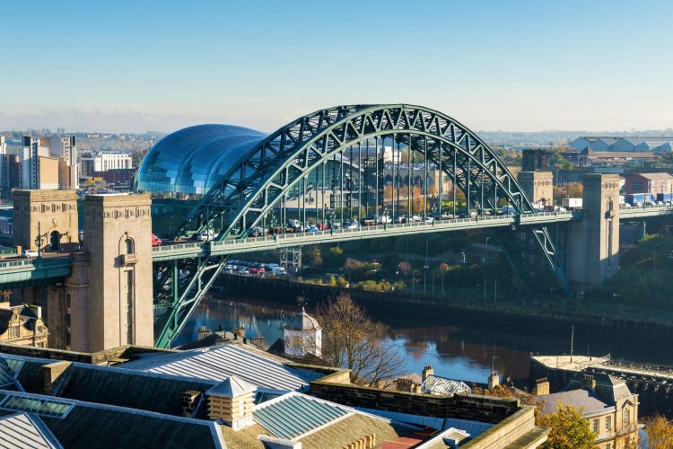 a picture of the tyne bridge, Newcastle on a sunny day looking over towards Gateshead